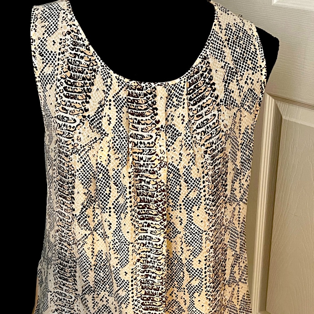 NWT Ann Taylor Mixed Media Sleeveless Snake Print SZ L